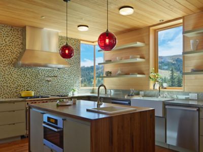 Red pendant deals lights for kitchen