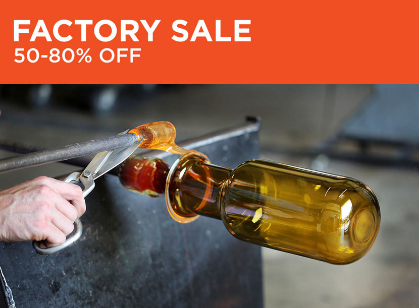 Glass blowing demonstrations at Niche's factory sale