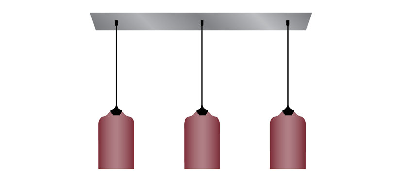 illustration of pendant lighting hanging with multi pendant linear canopy