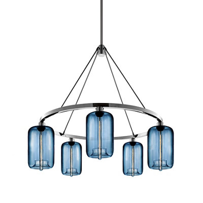 blue glass modern chandelier