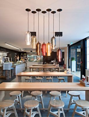 Multi-pendant lighting hangs in the Hatfield House
