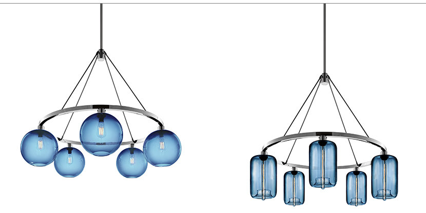 Sapphire glass chandeliers 