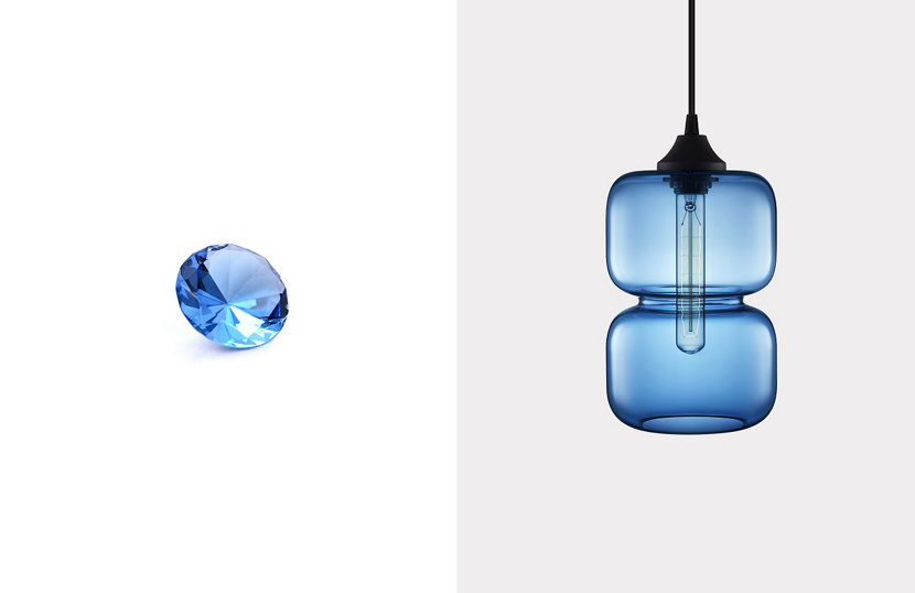 Pinch Modern Pendant in Sapphire Glass