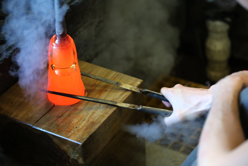 hot glass in mold