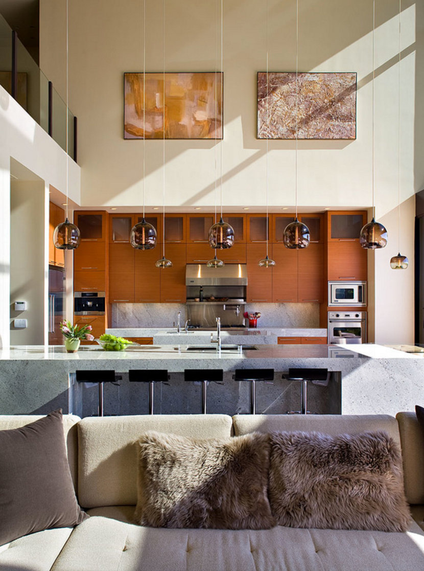 Multi-Pendant Modern Lighting in Private Home - Kitchen