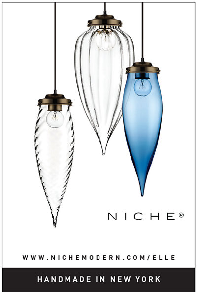 modern glass pendant lighting in Elle Decoration UK magazine