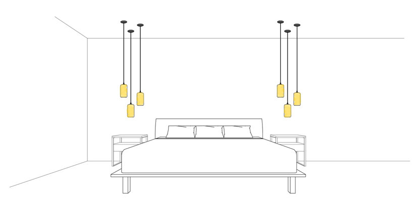 Helio Pendant Lights in Modern Bedroom