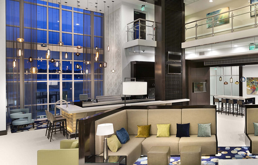 Modern Hotel Lighting in Hilton Lobby
