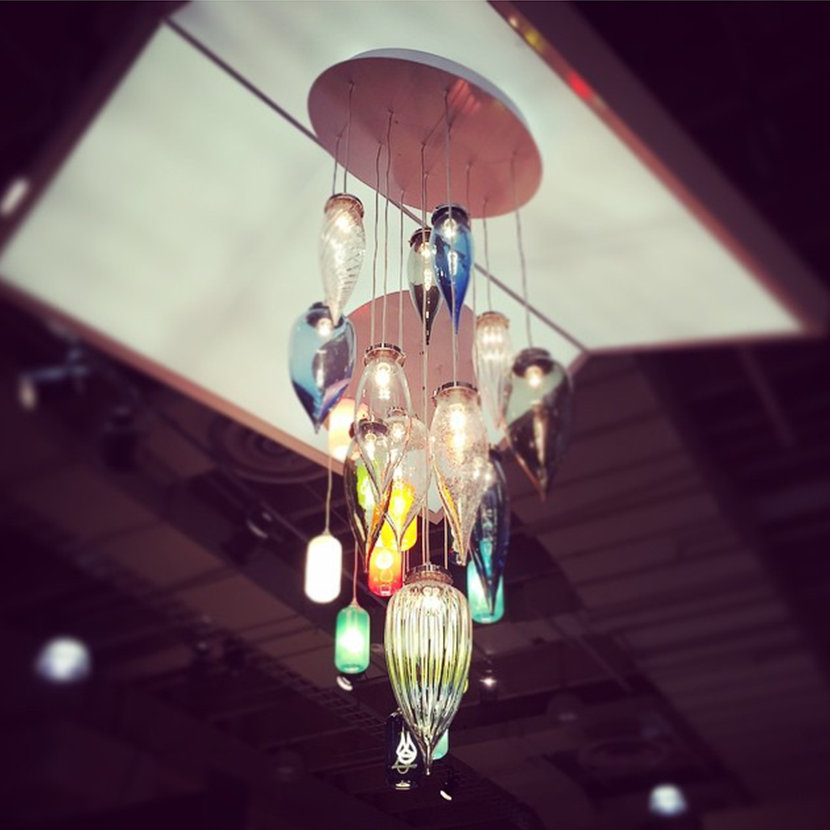 colorful glass pendant light cluster