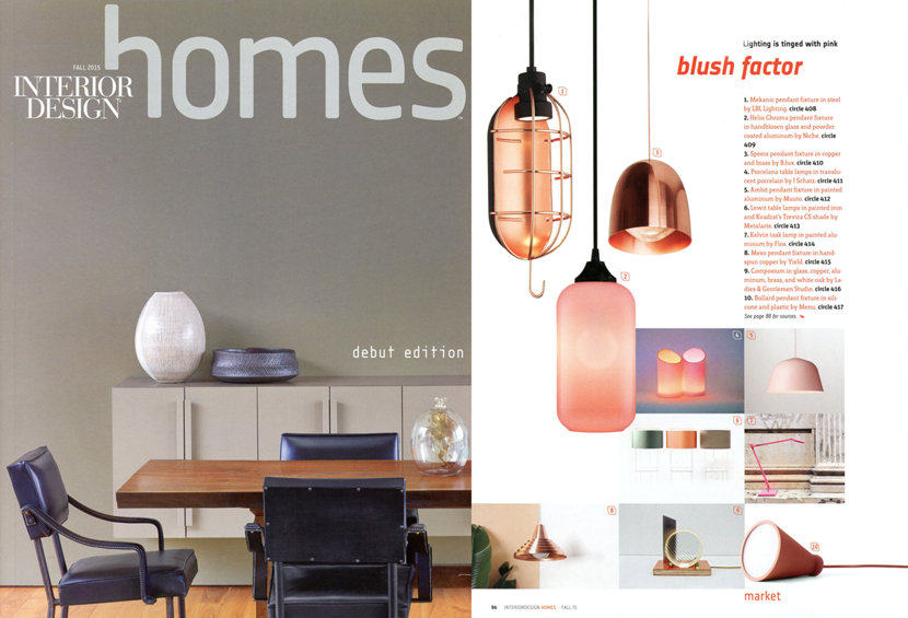 pink lighting in Interior Design Homes magazine