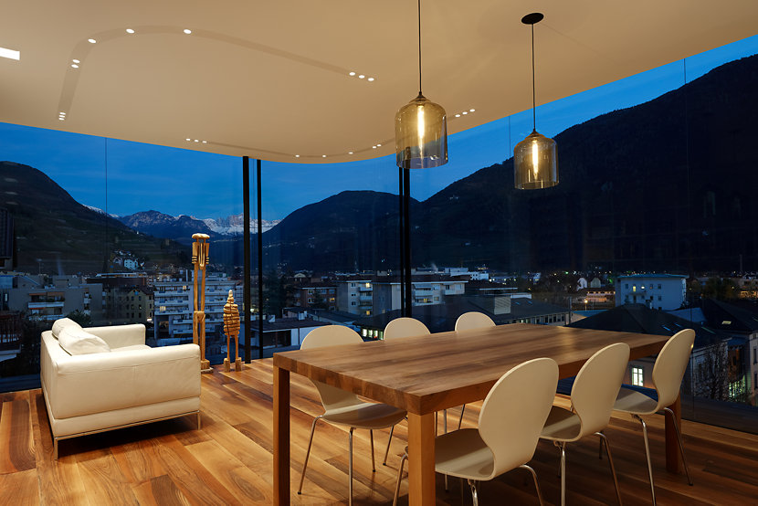 Modern Dining Room Lighting in Italian Alps Apartment