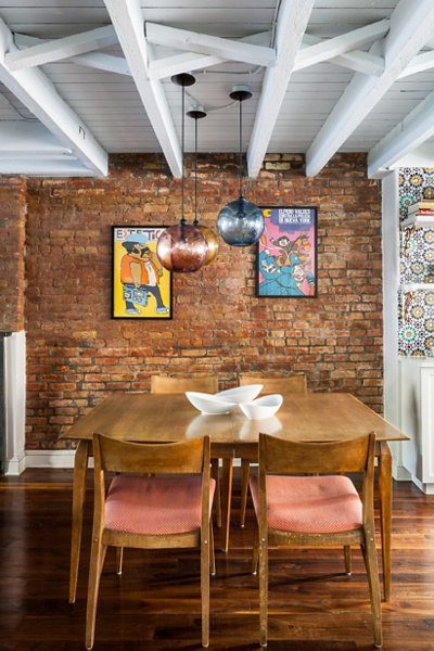 colore glass pendant lighting above table