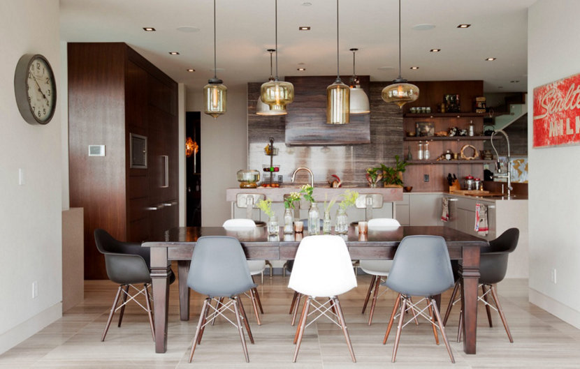 This multi-pendant lighting display dazzles a West Vancouver dining room
