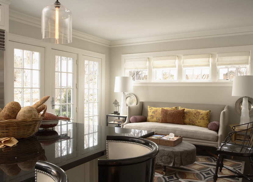 clear glass pendant light in living room