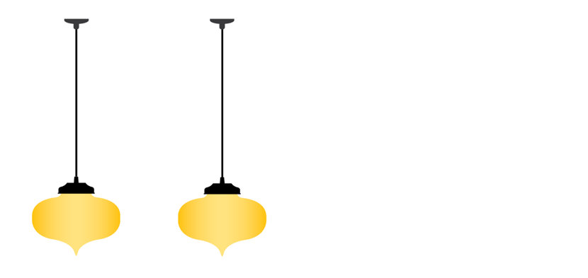 illustration of pendant lights hanging from multiple junction boxes