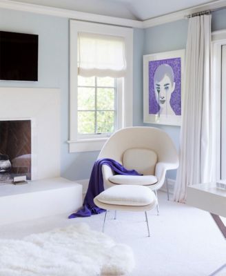 modern living room with purple accents