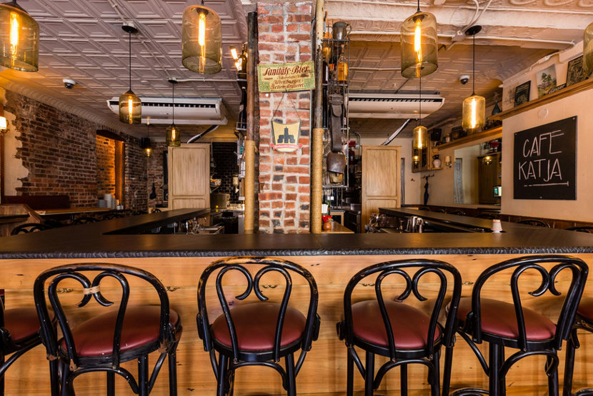 Restaurant Pendant Lights at Cafe Katja in Smoke Glass