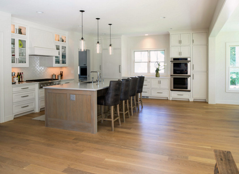 Crystal Bella Pendant Lighting in Modern Cape Cod Kitchen