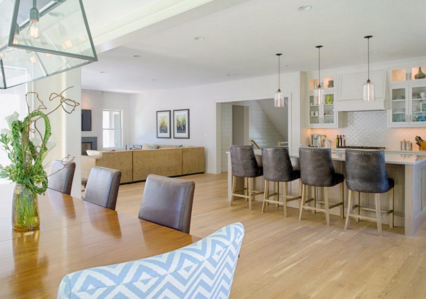 Clear Glass Pendant Lighting in Modern Cape Cod Kitchen