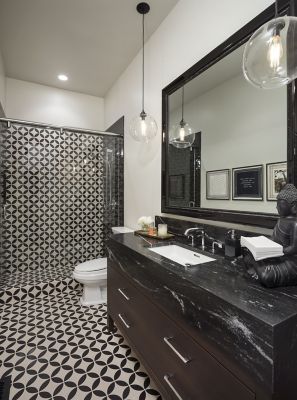 Pendants over store bathroom vanity