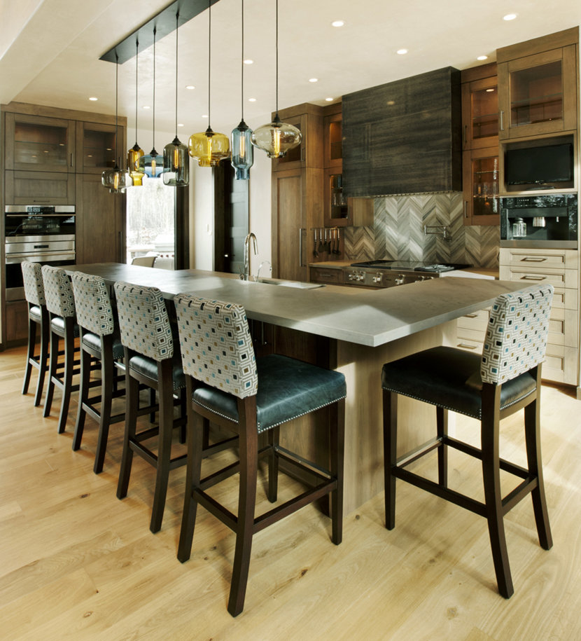 Multi-Pendant Modern Lighting Custom Linear Canopy in Kitchen Multi-Pendant Modern Lighting Custom Linear Canopy in Kitchen