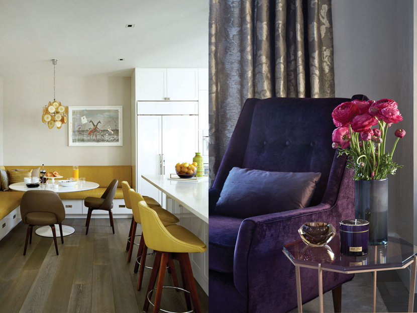 Modern Pendant Light in Dining Room Connects to Breakfast Nook