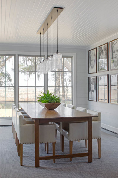 A Ceiling Canopy Creates A Sleek Finish For This Dining Room Pendant Lighting Installation
