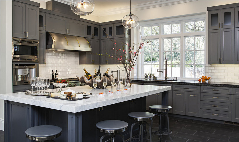 Terra Pendants in Crystal Glass Shine Bright in Sunny Silicon Valley Ktichen