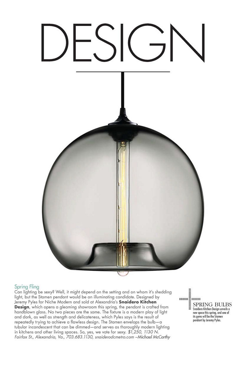 Modern Luxury DC magazine with modern pendant light