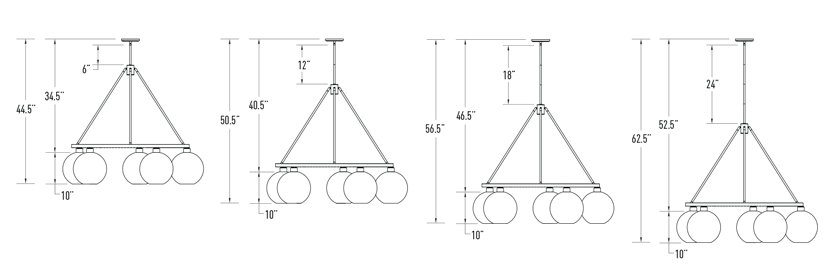 modern chandelier overall height diagram