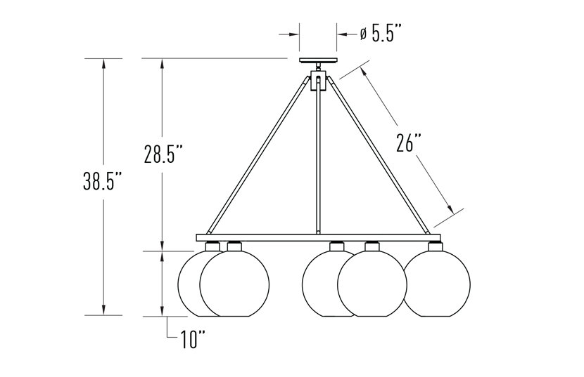 modern chandelier overall height diagram
