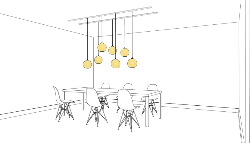 Modern Dining Room Pendant Lighting Hanging from Track