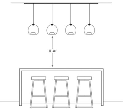 Pendant light height store above dining table