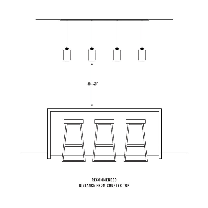 pendant light installation distance from kitchen island