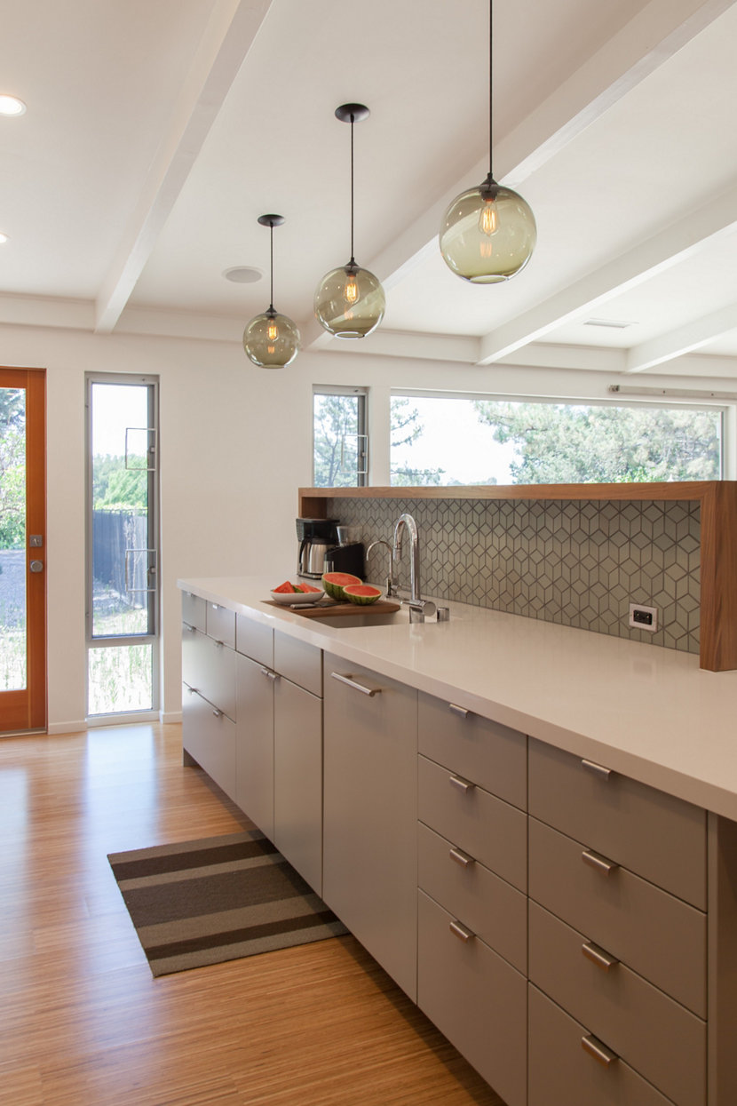 Smoke Solitaire Pendants Hang in the Open Kitchen