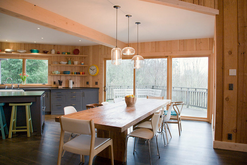 kitchen table pendant lighting in mid-century modern interior