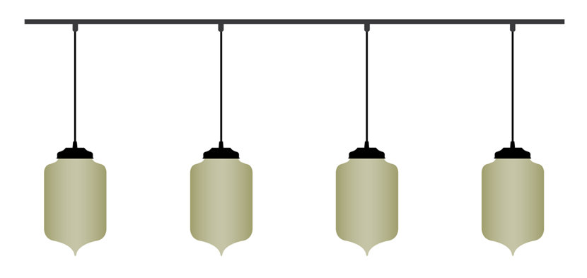 illustration of pendant lights hanging with track lighting