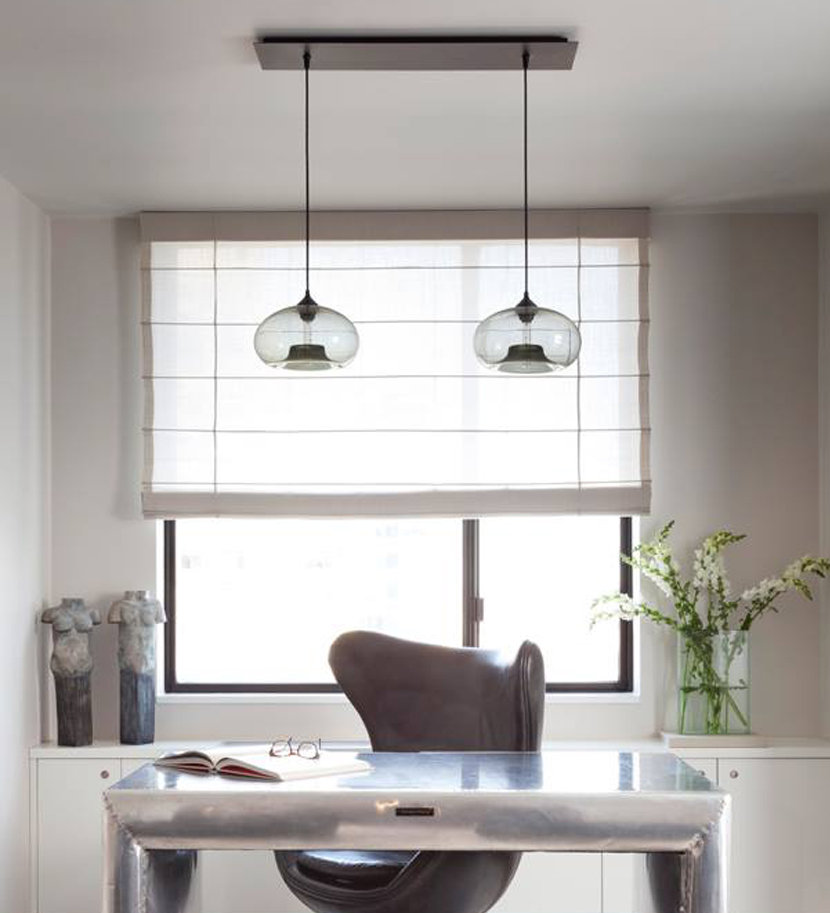 Home office with mulit-pendant linear canopies 