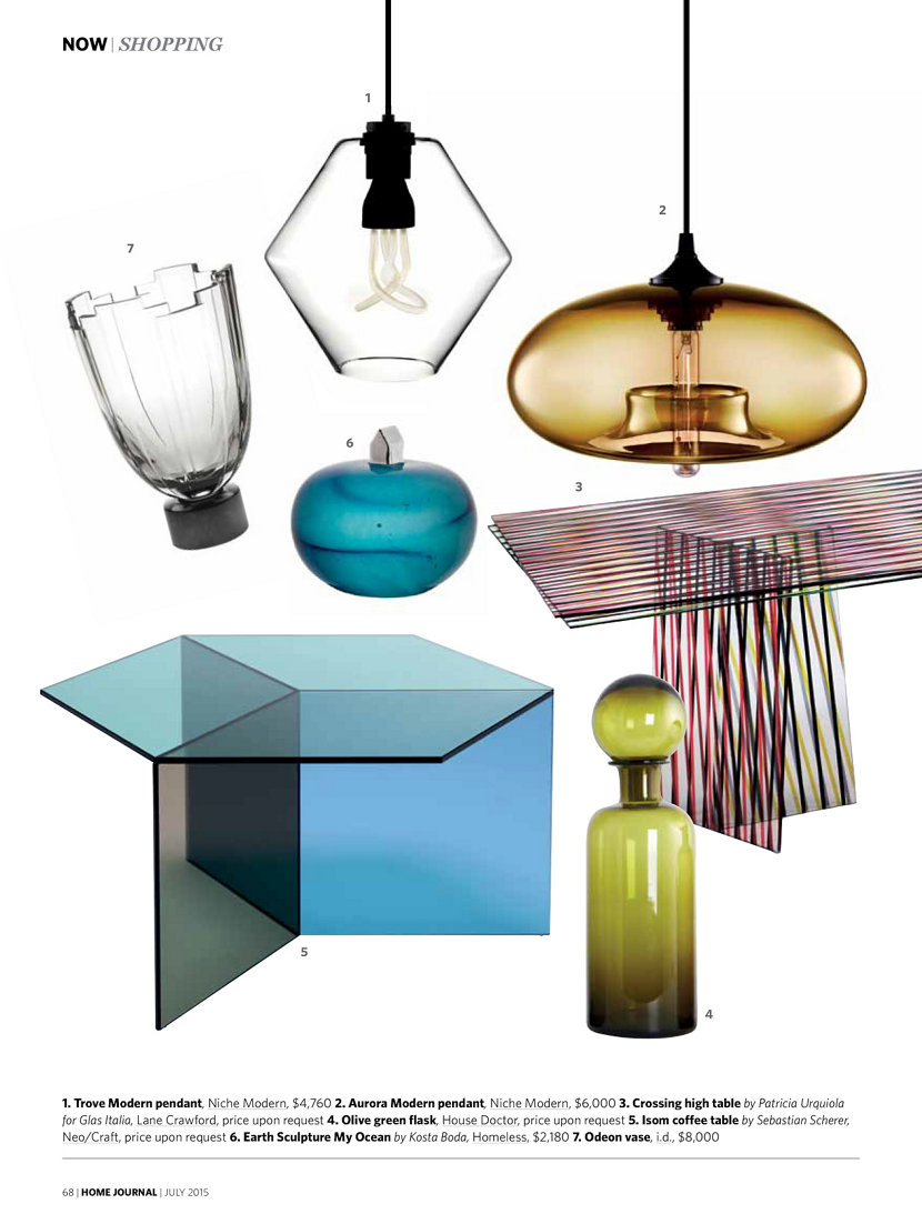 modern glass pendant lights inside Hong Kong Home Journal spread