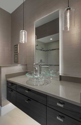 Modern Bathroom Lighting Featuring Effervescent Bella Pendants