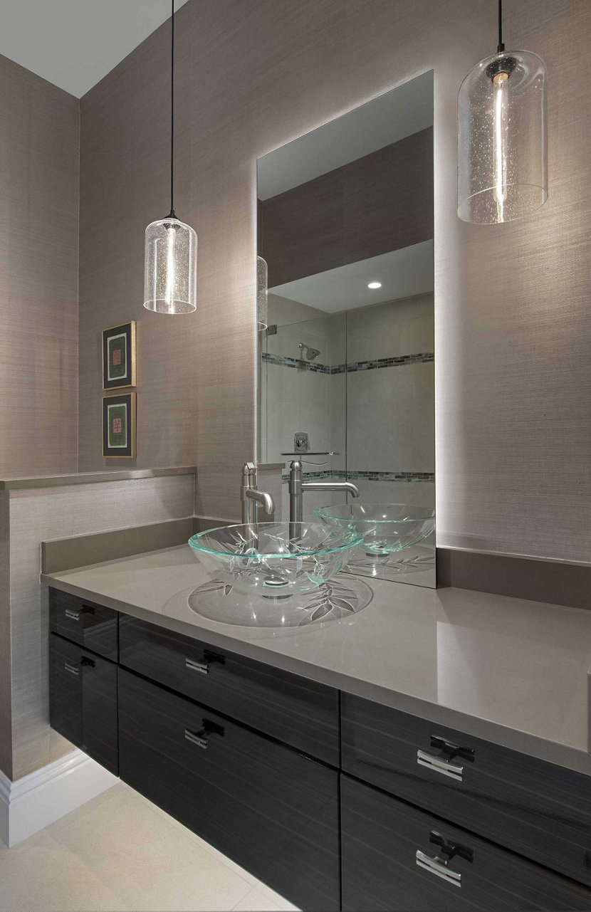 Modern Bathroom Lighting Featuring Effervescent Bella Pendants