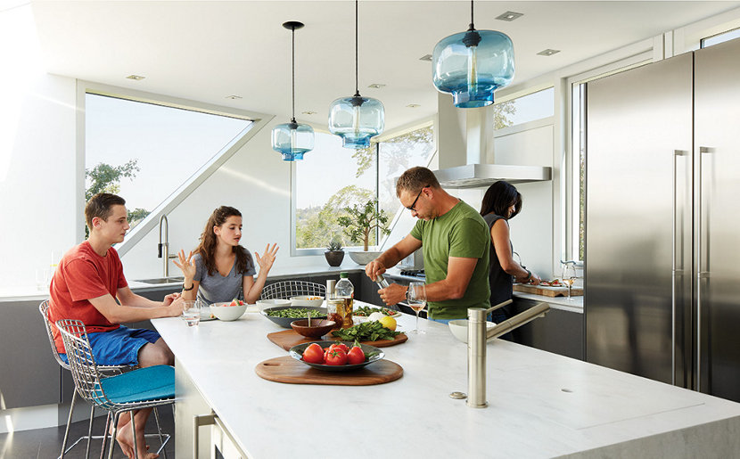 Blue Glass Kitchen Lighting Brightens 3, Blue Kitchen Island Pendant Lights